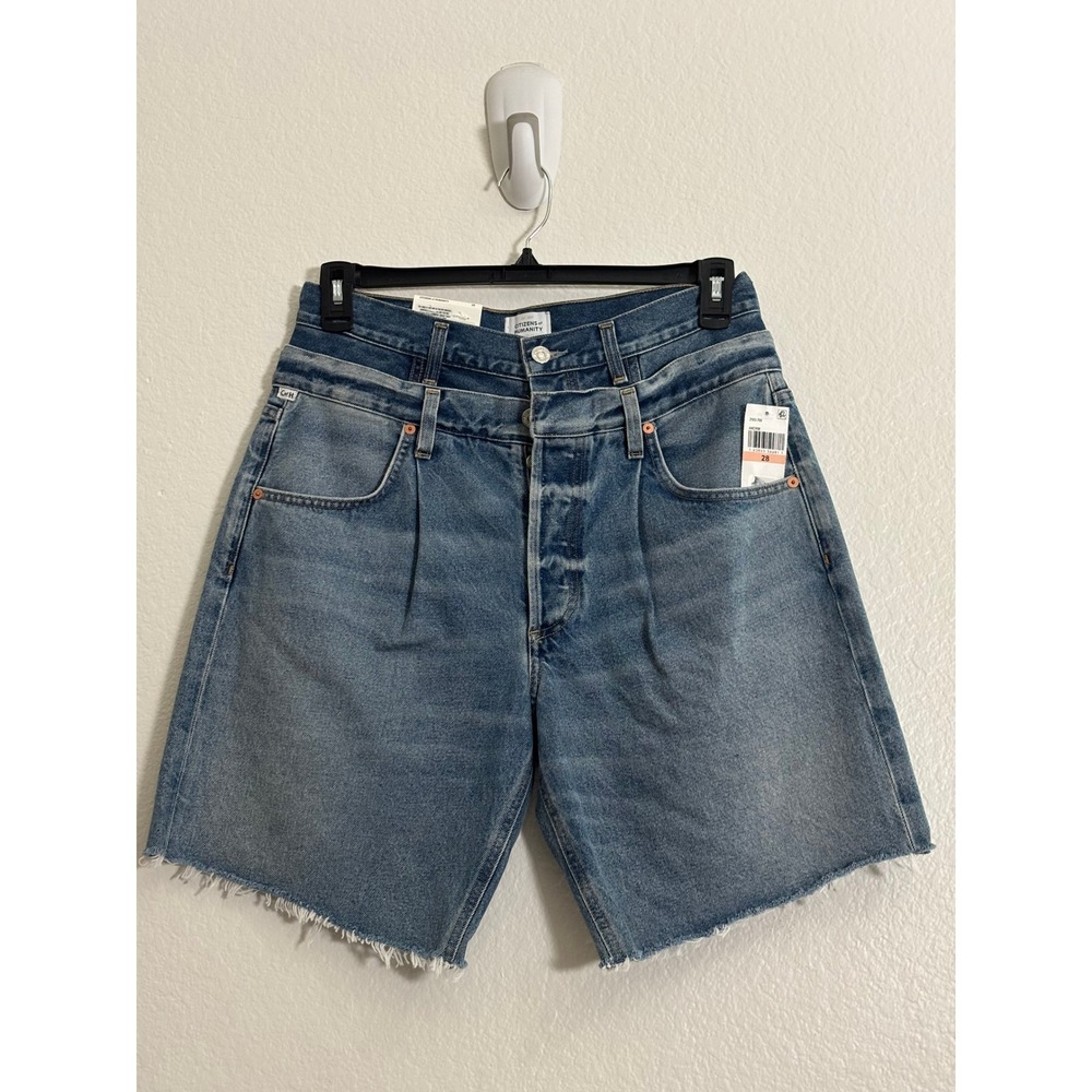Citizens of Humanity Double Waistband Mori Corset Denim Shorts Raw Hem 28 FP - Picture 5 of 8